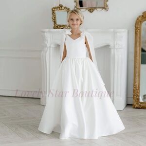 Custom made satin flower girl dress